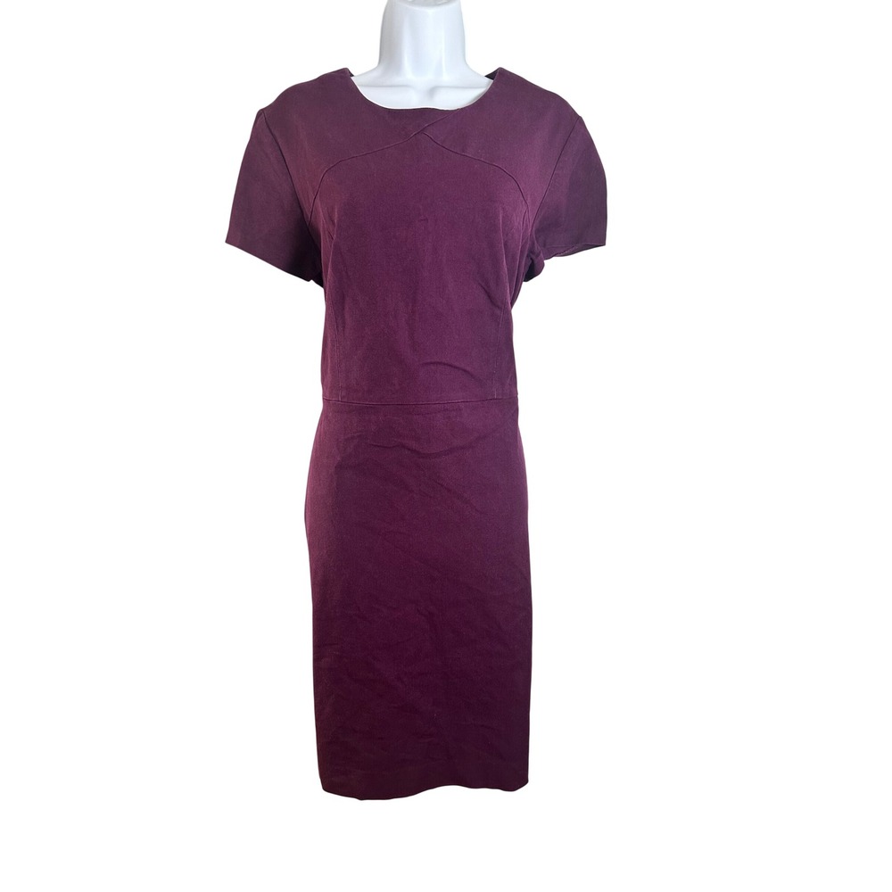 Banana Republic Womens Plum Purple Short Sleeve Sheath Work Dress Size 14